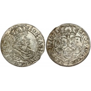 Poland 6 Groszy 1661 TT Bydgoszcz. John II Casimir Vasa (1649-1668). Obverse: Crowned bust right in linear circle...