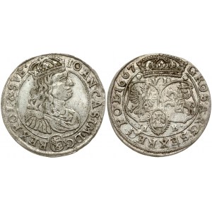 Poland 6 Groszy 1667 TLB Bydgoszcz. John II Casimir Vasa (1649-1668). Obverse: Crowned bust right in linear circle...