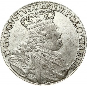 Poland 18 Groszy 1754 EC August III(1733-1763). Obverse: Large; crowned bust right. Obverse Legend...