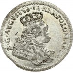 Poland 6 Groszy 1754 EC August III(1733-1763). Obverse: Large crowned bust right. Reverse: Crowned arms within sprigs...