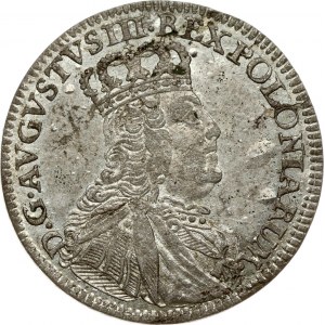 Poland 6 Groszy 1754 EC August III (1733-1763). Obverse: Large crowned bust right. Reverse: Crowned arms within sprigs...