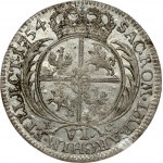 Poland 6 Groszy 1754 EC August III (1733-1763). Obverse: Large crowned bust right. Reverse: Crowned arms within sprigs...