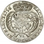 Poland 6 Groszy 1756 EC August III(1733-1763). Obverse: Large crowned bust right. Reverse: Crowned arms within sprigs...