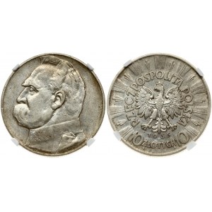 Poland 10 Zlotych 1935 (w) Obverse: Eagle with wings open with no symbols below. Reverse: Head of Jozef Pilsudski left...