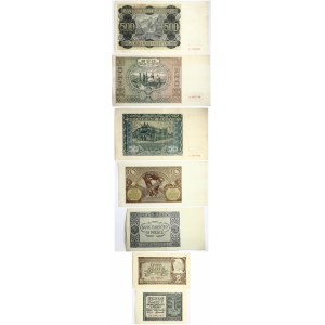 Poland 1 - 500 Zlotych (1940-1941) Banknotes. Obverse: Woman's statue at left center; Emilia Plater at righ. Reverse...