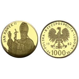 Poland 1000 Zlotych 1982CHI Visit of Pope John Paul II. Obverse: Eagle with wings open divides date. Reverse: 1...