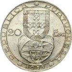 Portugal 20 Escudos 1953 25th Anniversary of Financial Reform. Obverse: Shield above globe; value at left...
