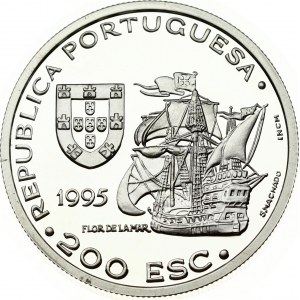 Portugal 200 Escudos 1995 Afonso de Albuquerque and Malacca. Obverse: Portuguese coat of arms; and to the right...