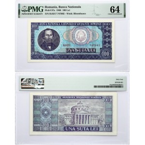 Romania 100 Lei 1966 Banknote. Obverse: Nicolae Bălcescu at left; arms at right. Lettering...