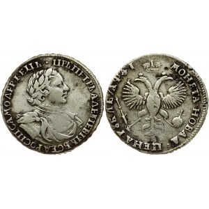 Russia 1 Rouble (1719) OK Peter I (1699-1725). Obverse: Laureate bust right. Reverse: Crown above crowned double...