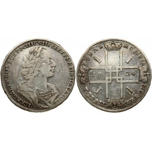 Russia 1 Rouble 1724 Moscow. Peter I (1699-1725). Obverse: Laureate bust right. Reverse...