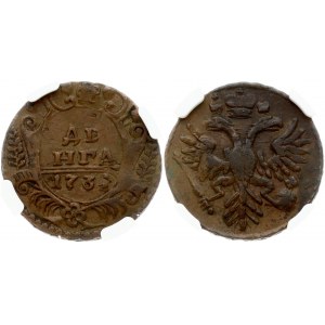 Russia 1 Denga 1731 Anna Ioannovna (1730-1740). Obverse: Crowned double-headed eagle. Reverse...