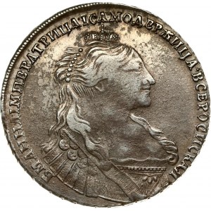 Russia 1 Rouble 1735 Anna Ioannovna (1730-1740). Obverse: Bust right. Reverse: Crown above crowned double...