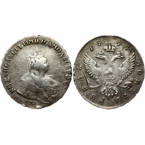 Russia 1 Rouble 1744 ММД Moscow. Elizabeth (1741-1762). Obverse: Crowned bust right. Reverse...