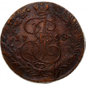 Russia 5 Kopecks 1768 ЕМ Ekaterinburg. Catherine II (1762-1796). Obverse: Crowned monogram divides date within wreath...