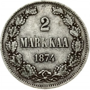Russia For Finland 2 Markkaa 1874 S Alexander II (1854-1881). Obverse...