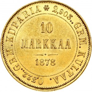 Russia for Finland 10 Markkaa 1878 S Alexander II (1854-1881). Obverse...