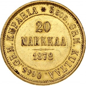 Russia for Finland 20 Markkaa 1878 S Alexander II (1854-1881). Obverse...