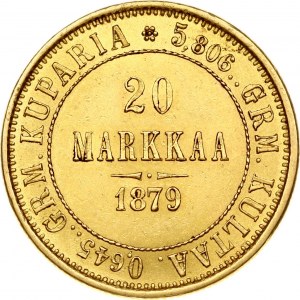 Russia for Finland 20 Markkaa 1879 S Alexander II (1854-1881). Obverse...
