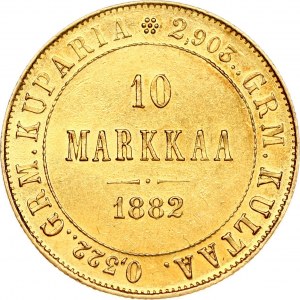 Russia for Finland 10 Markkaa 1882 S Alexander III (1881-1894). Obverse...