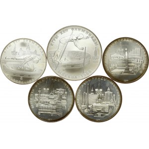 Russia USSR 5 & 10 Roubles (1977-1978) 1980 Summer Olympics Moscow. Obverse: Coat of arms of the Soviet Union; value...