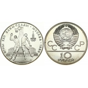 Russia USSR 10 Roubles 1979 (L) 1980 Olympics. Obverse: National arms divide CCCP with value below. Reverse...