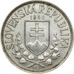 Slovakia 20 Korun 1941 St Kyrill and St Methodius. Obverse: Double cross on shield within sprigs. Reverse...