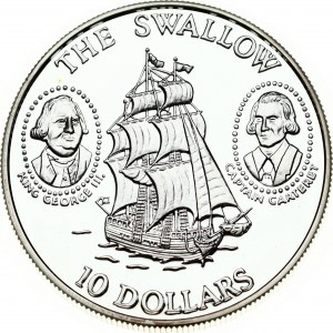 Solomon Islands 10 Dollars 1994 Sailing Ship 'Swallow'. Elizabeth II (1952-). Obverse...