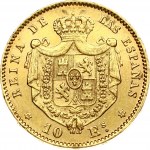 Spain 10 Escudos 1868 (68) Isabel II(1833-1868). Obverse: Draped laureate bust left. Obverse Legend: ISABEL 2.....