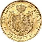 Spain 20 Pesetas 1892 (92) PG-M Alfonso XIII(1886 - 1931). Obverse: Child's head right. Obverse Legend: ALFONSO XIII.....