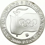 Spain 2000 Pesetas 1991 Olympic symbols 1992 Summer Olympics in Barcelona. Juan Carlos I (1975-2014). Obverse Lettering...