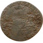 Spanish Netherlands Utrecht Token 1 Rekenpenning 1598 'Murder of Count Ulrich van Valkenstein by Mendoza'. Obverse...