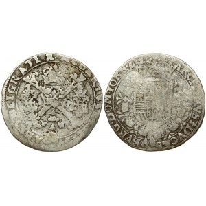 Spanish Netherlands TOURNAI 1/4 Patagon 1616. Albert & Isabella (1612-1621). Obverse: St. Andrew's cross; crown above...