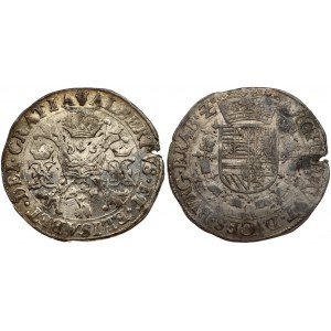 Spanish Netherlands BRABANT 1 Patagon 161? Antwerp. Albert & Isabella (1612-1621). Obverse: St. Andrew's cross...