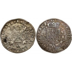 Spanish Netherlands BRABANT 1 Patagon 1618 Antwerp. Albert & Isabella (1612-1621). Obverse: St. Andrew's cross...