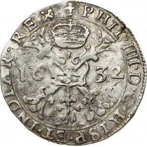 Spanish Netherlands FLANDERS 1 Patagon 1632 Philip IV(1621-1665). Obverse: St. Andrew's cross; crown above...