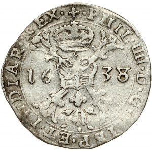 Spanish Netherlands FLANDERS 1 Patagon 1638 Philip IV(1621-1665). Obverse: St. Andrew's cross; crown above...