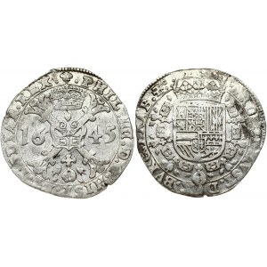 Spanish Netherlands BRABANT 1 Patagon 1645 Brussels. Philip IV(1621-1665). Obverse...