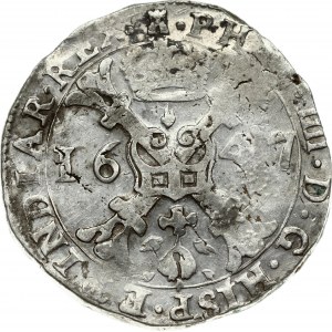 Spanish Netherlands TOURNAI 1 Patagon 1647 Philip IV(1621-1665). Obverse: Date divided by St. Andrew's cross...