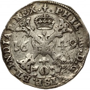 Spanish Netherlands FLANDERS 1/2 Patagon 1649 Philip IV(1621-1665). Obverse: St. Andrew's cross; crown above...