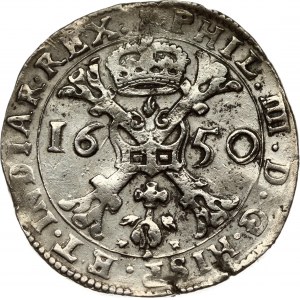 Spanish Netherlands TOURNAI 1 Patagon 1650 Philip IV(1621-1665). Obverse: Date divided by St. Andrew's cross...
