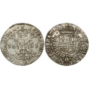 Spanish Netherlands BRABANT 1 Patagon 1651 Antwerp. Philip IV(1621-1665). Obverse...