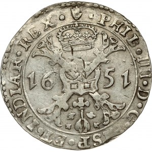 Spanish Netherlands BRABANT 1 Patagon 1651 Antwerp. Philip IV(1621-1665). Obverse...