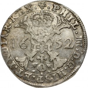 Spanish Netherlands BRABANT 1 Patagon 1652 Brussels. Philip IV(1621-1665). Obverse...