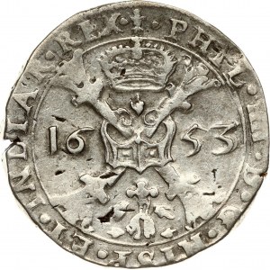 Spanish Netherlands FLANDERS 1 Patagon 1653 Philip IV(1621-1665). Obverse: St. Andrew's cross; crown above...