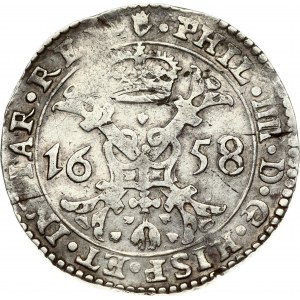 Spanish Netherlands BRABANT 1 Patagon 1658 Antwerp. Philip IV(1621-1665). Obverse...