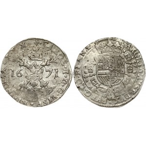 Spanish Netherlands FLANDERS 1 Patagon 1671 Charles II(1665-1700). Obverse: St. Andrew's cross; crown above...