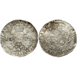 Spanish Netherlands BRABANT 1 Patagon 1672 Brussels. Charles II(1665-1700). Obverse: St. Andrew's cross; crown above...