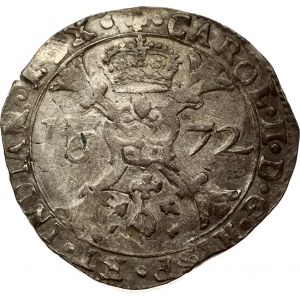 Spanish Netherlands FLANDERS 1 Patagon 1672 Charles II(1665-1700). Obverse: St. Andrew's cross; crown above...