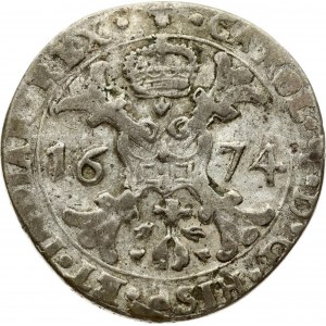 Spanish Netherlands FLANDERS 1/2 Patagon 1674 Charles II(1665-1700). Obverse: St. Andrew's cross; crown above...